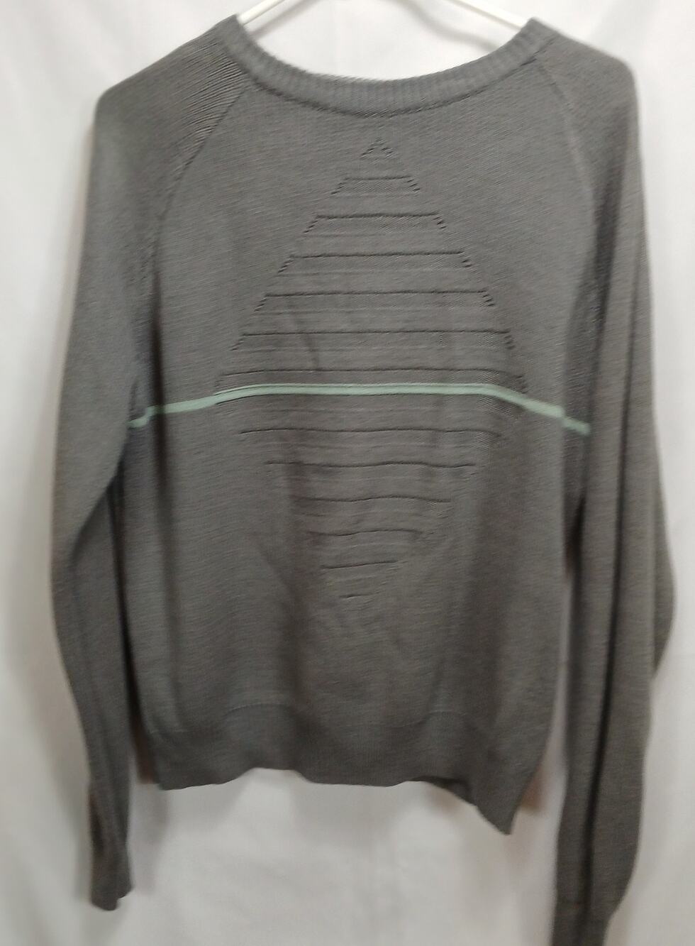 Vtg 80s Geometric Knit Men’s Crewneck Sweater/Retro/ Grandpa/Olive & Soft Green
